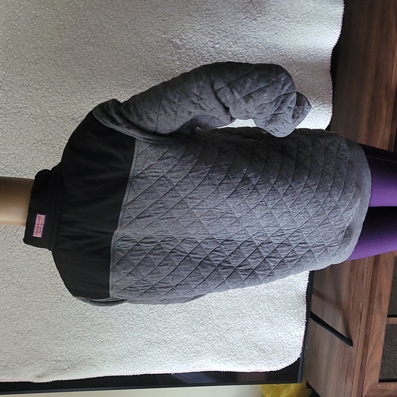 Vineyard Vines Quilted Shep Shirt Pullover 3/4 Zip Gray and Black Size S Vineyar - Picture 15 of 16